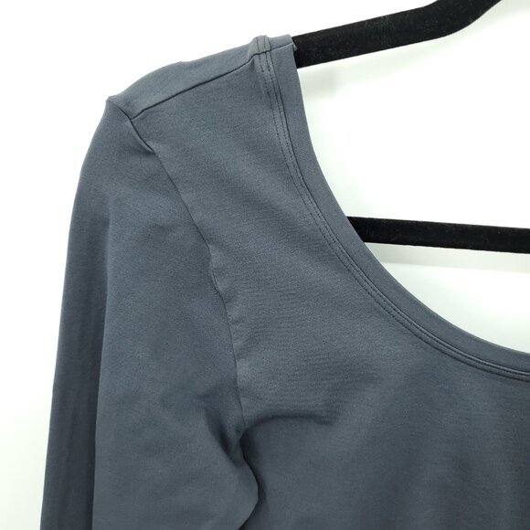 NWT SPANX Long Sleeve Bodysuit Scoop Neck FS6015 Sz L Steel Gray - Picture 6 of 16